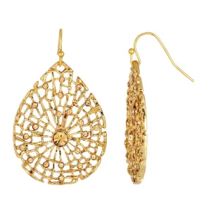 2028 Jewelry Teardrop Web Filigree Round Crystal Drop Earrings 1928 Jewelry