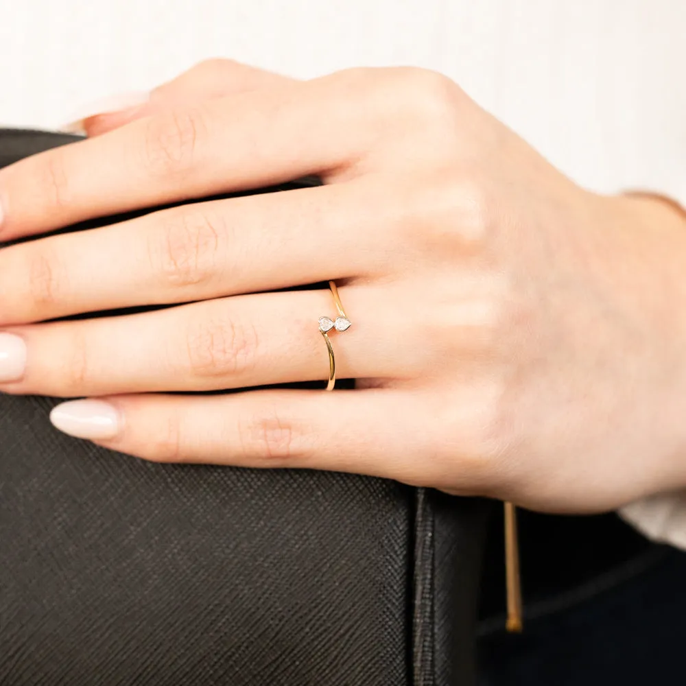 2Heart Shaped Diamond Ring in 9ct Yellow Gold Shiels