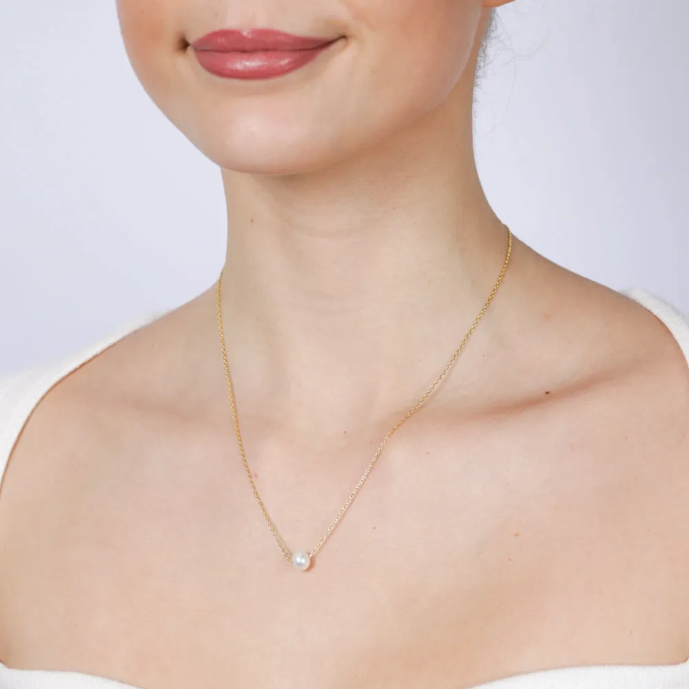 7-8MM Fresh Water Pearl Slide Chain in Gold Plated Sterling Silver Shiels