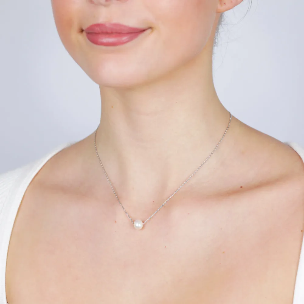 7-8mm White Fresh Water Pearl Pendant in Sterling Silver Shiels