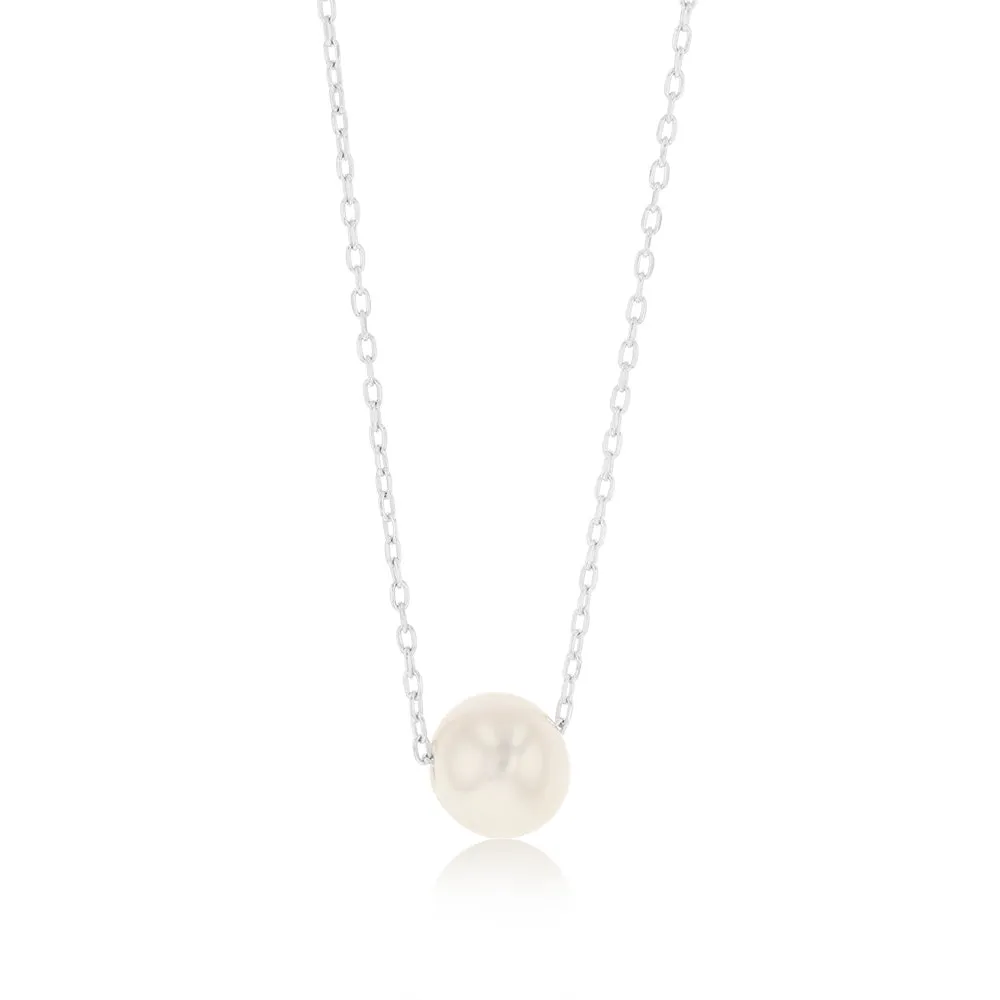7-8mm White Fresh Water Pearl Pendant in Sterling Silver Shiels