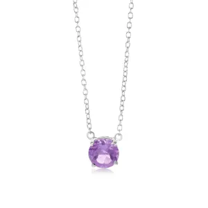 7mm Natural Amethyst Pendant in Sterling Silver with Chain Shiels