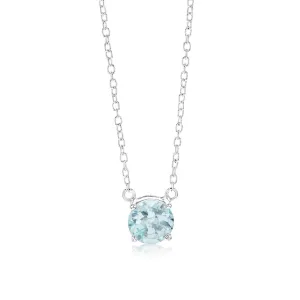 7mm Natural Blue Topaz Pendant in Sterling Silver with Chain Shiels