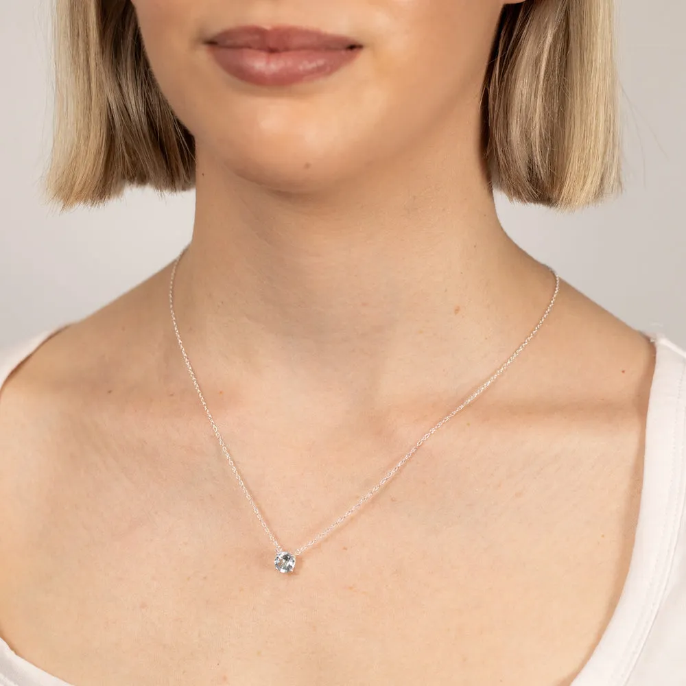 7mm Natural Blue Topaz Pendant in Sterling Silver with Chain Shiels