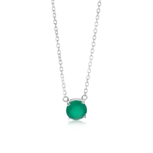 7mm Natural Green Onyx Pendant in Sterling Silver with Chain Shiels