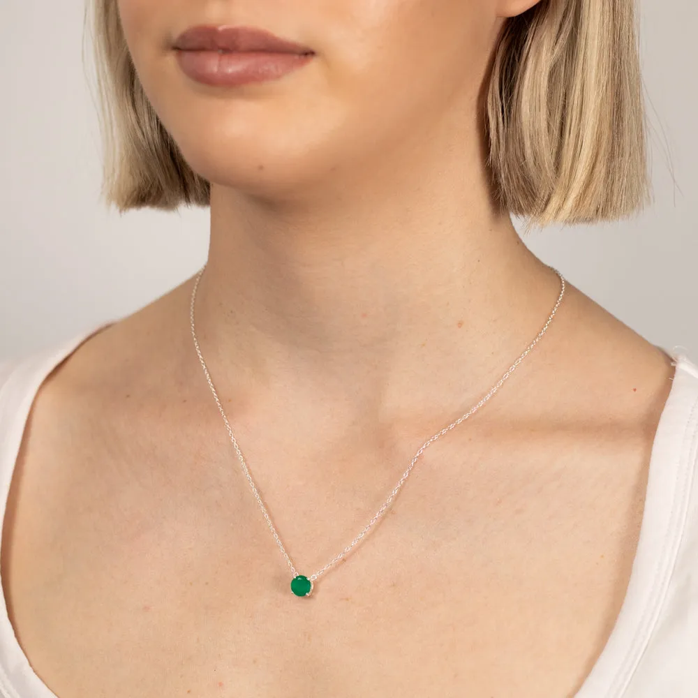 7mm Natural Green Onyx Pendant in Sterling Silver with Chain Shiels