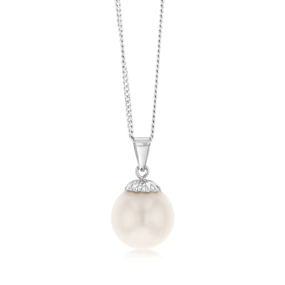 9-11mm White South Sea Pearl Pendant in 14ct White Gold Shiels
