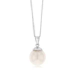 9-11mm White South Sea Pearl Pendant in 14ct White Gold Shiels