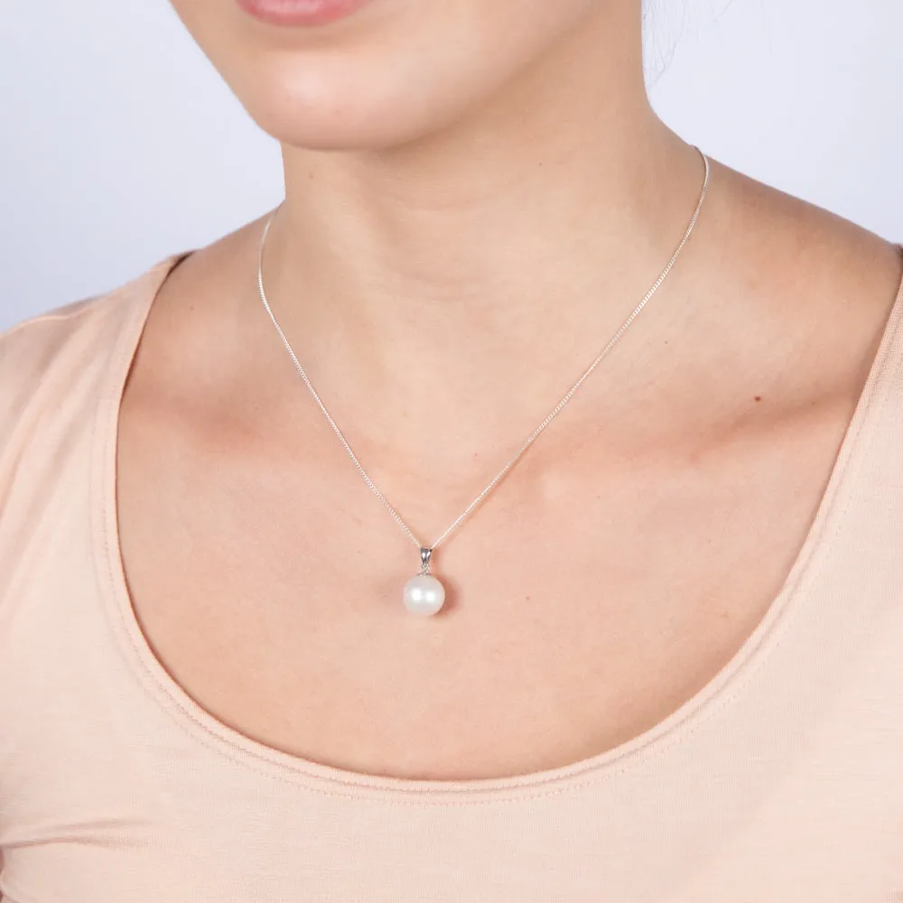 9-11mm White South Sea Pearl Pendant in Sterling Silver Shiels