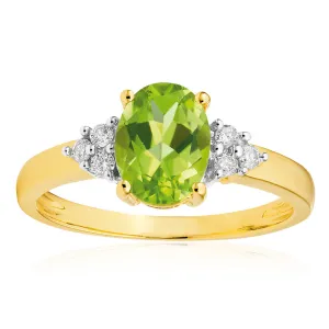9ct Alluring Yellow Gold Diamond   Peridot Ring Shiels
