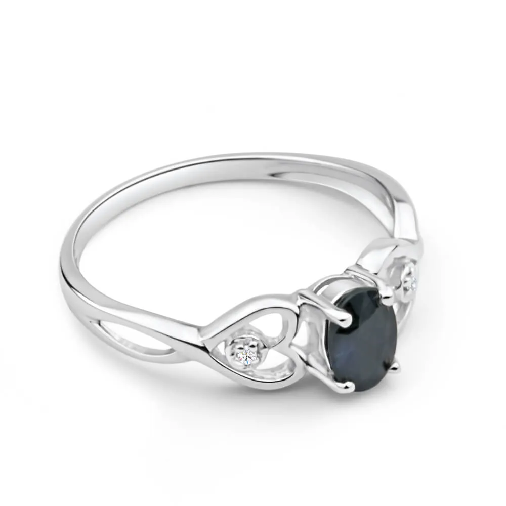 9ct Charming White Gold Diamond   Natural Sapphire Ring Shiels
