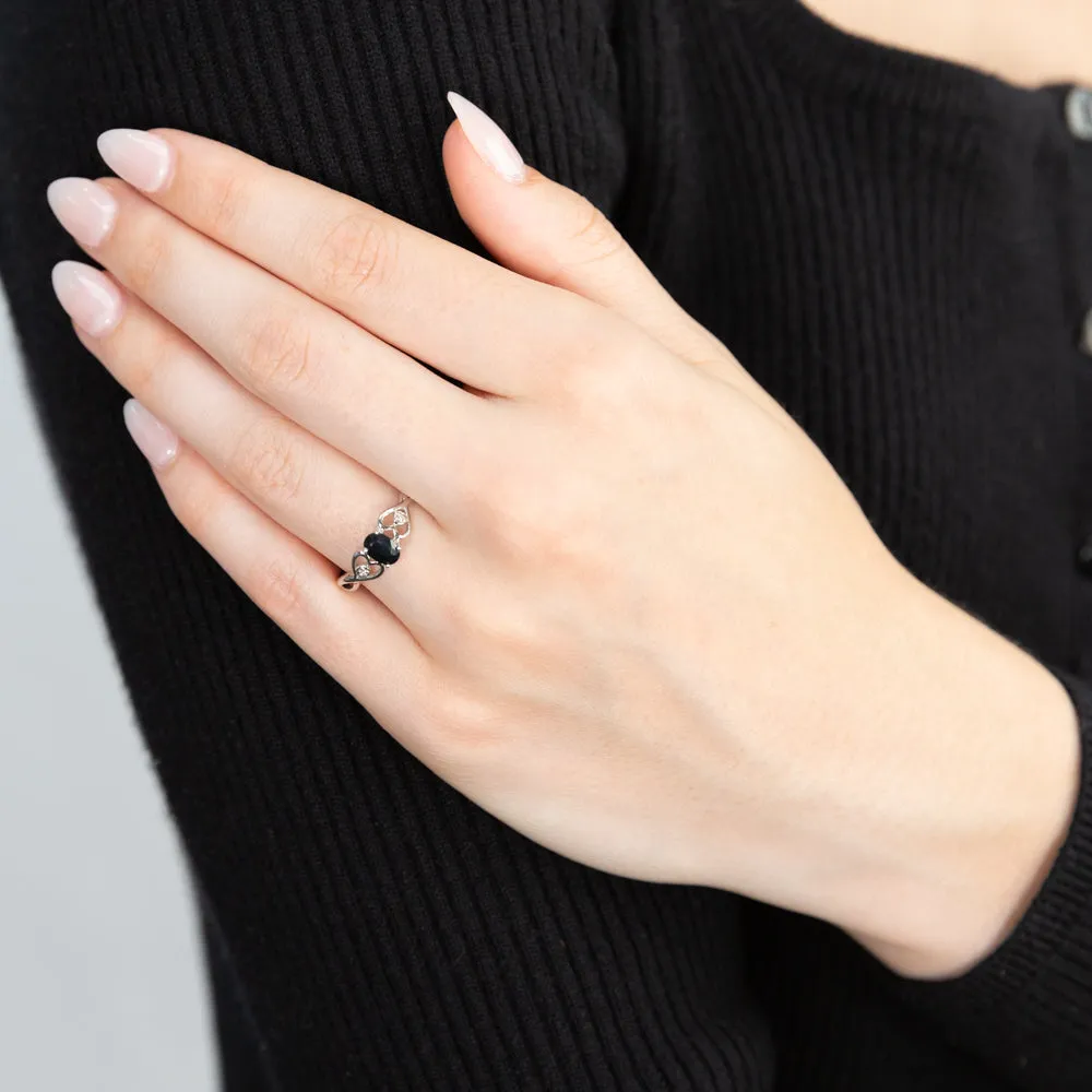 9ct Charming White Gold Diamond   Natural Sapphire Ring Shiels