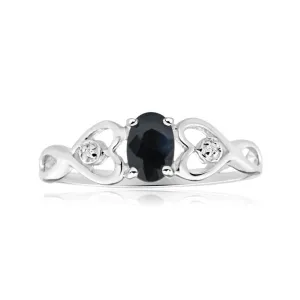 9ct Charming White Gold Diamond   Natural Sapphire Ring Shiels