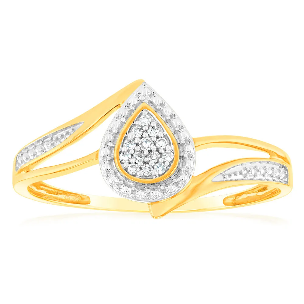 9ct Charming Yellow Gold 13 Diamonds Ring Shiels