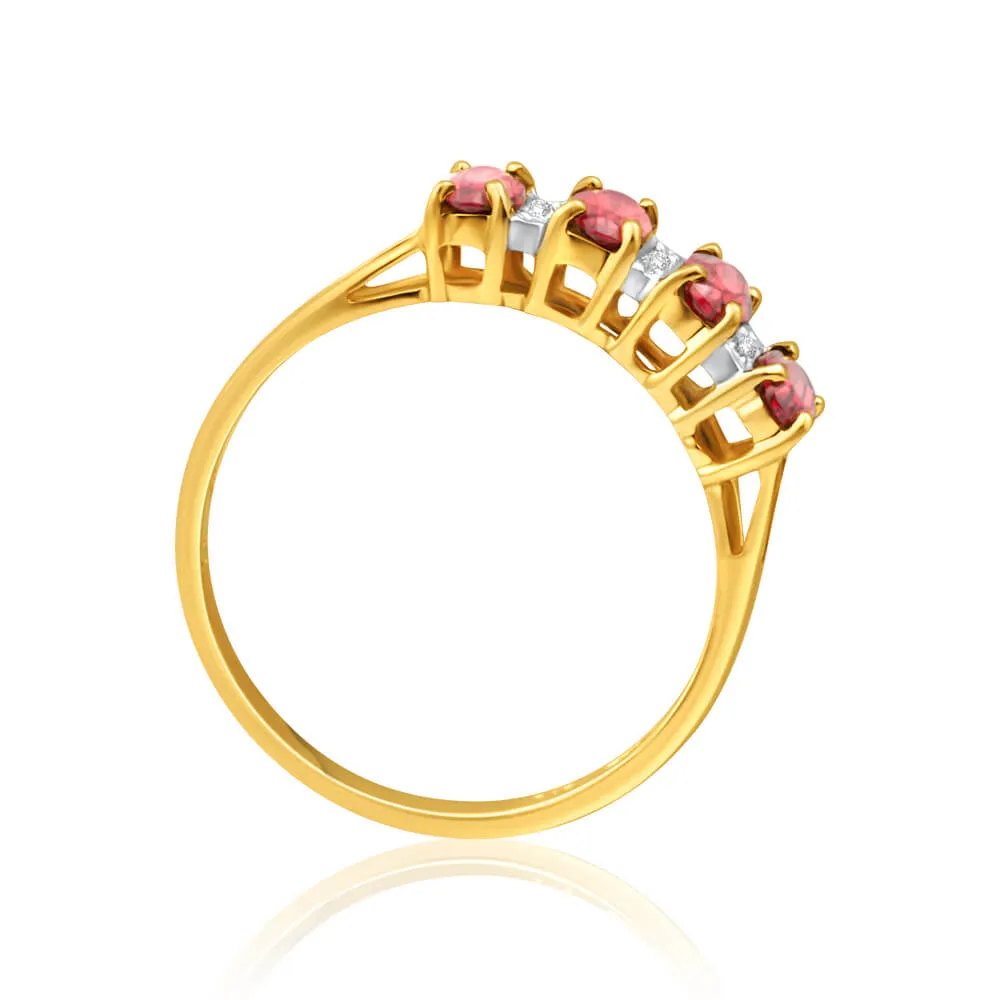 9ct Charming Yellow Gold Diamond   Garnet Ring Shiels