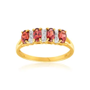 9ct Charming Yellow Gold Diamond   Garnet Ring Shiels