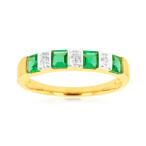 9ct Created Emerald and Diamond Ring Shiels
