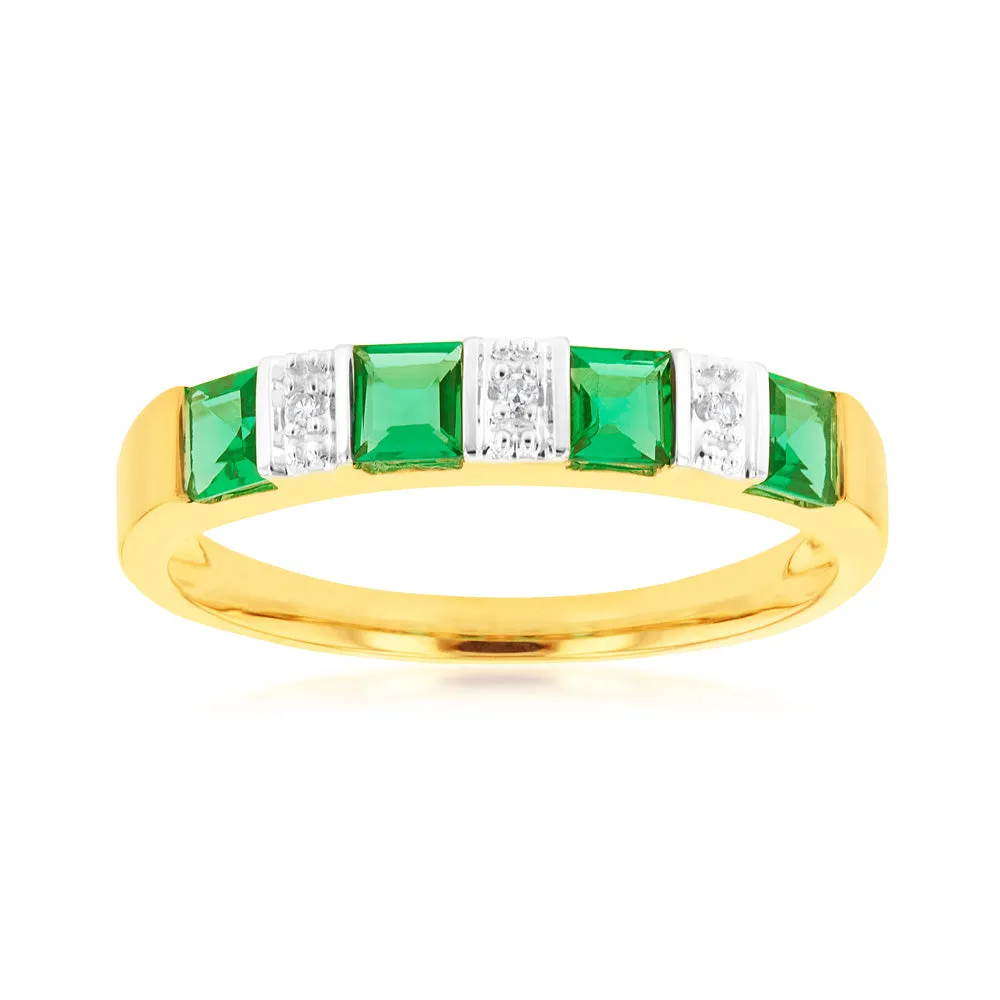 9ct Created Emerald and Diamond Ring Shiels