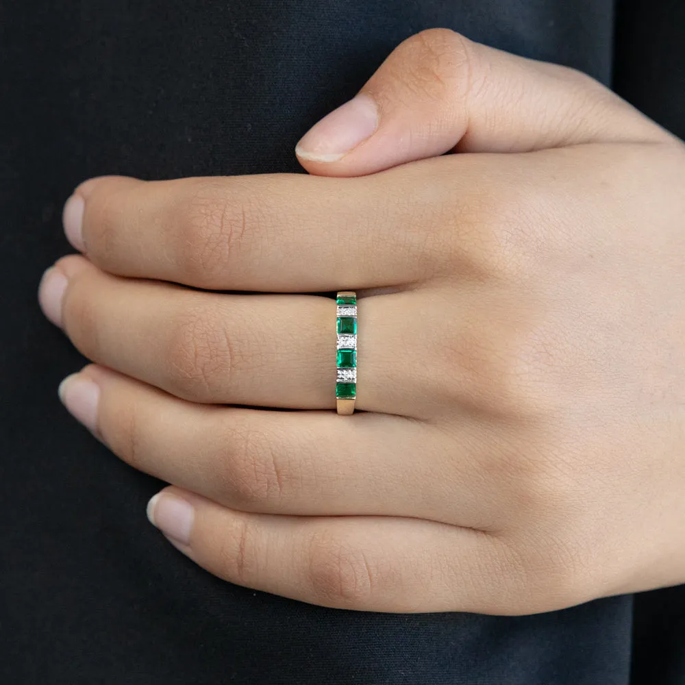 9ct Created Emerald and Diamond Ring Shiels