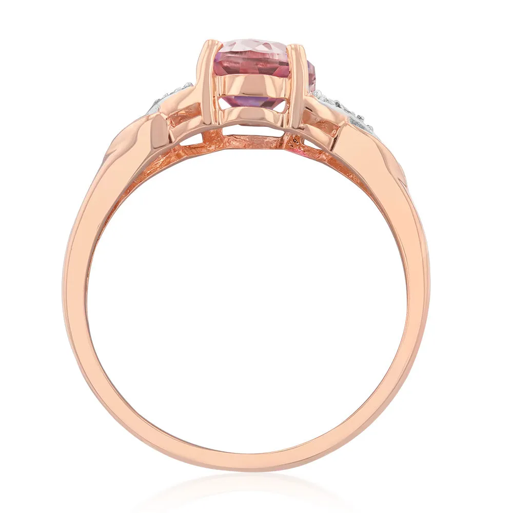 9ct Created Peach Sapphire and Diamond Ring Shiels