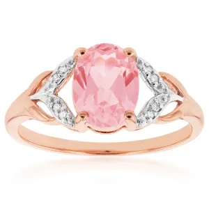 9ct Created Peach Sapphire and Diamond Ring Shiels