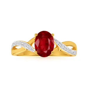 9ct Dazzling Yellow Gold Diamond and Garnet Ring Shiels