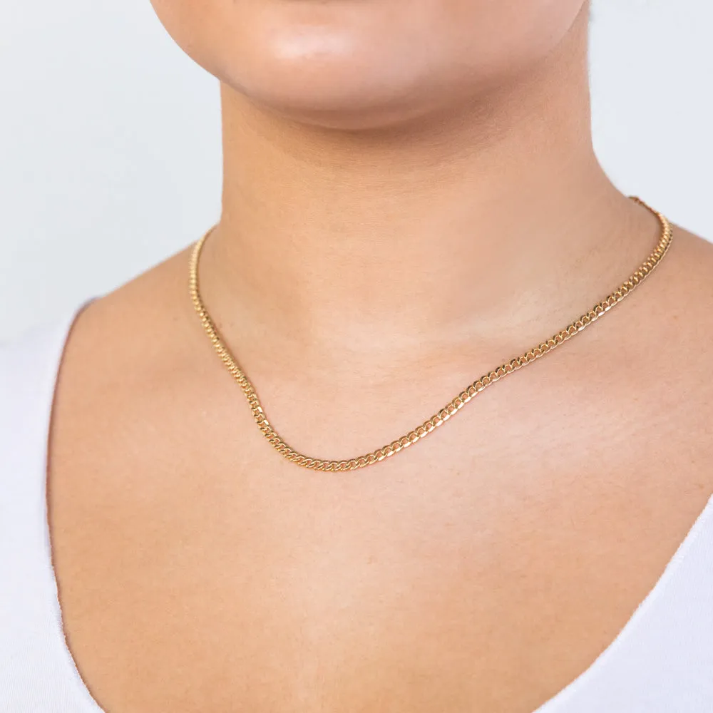 9ct Elegant Yellow Gold Copper Filled Curb 45cm Chain Shiels