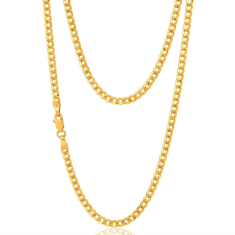 9ct Elegant Yellow Gold Copper Filled Curb 45cm Chain Shiels