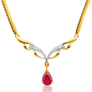 9ct Elegant Yellow Gold Created Ruby   Diamond Chain Shiels