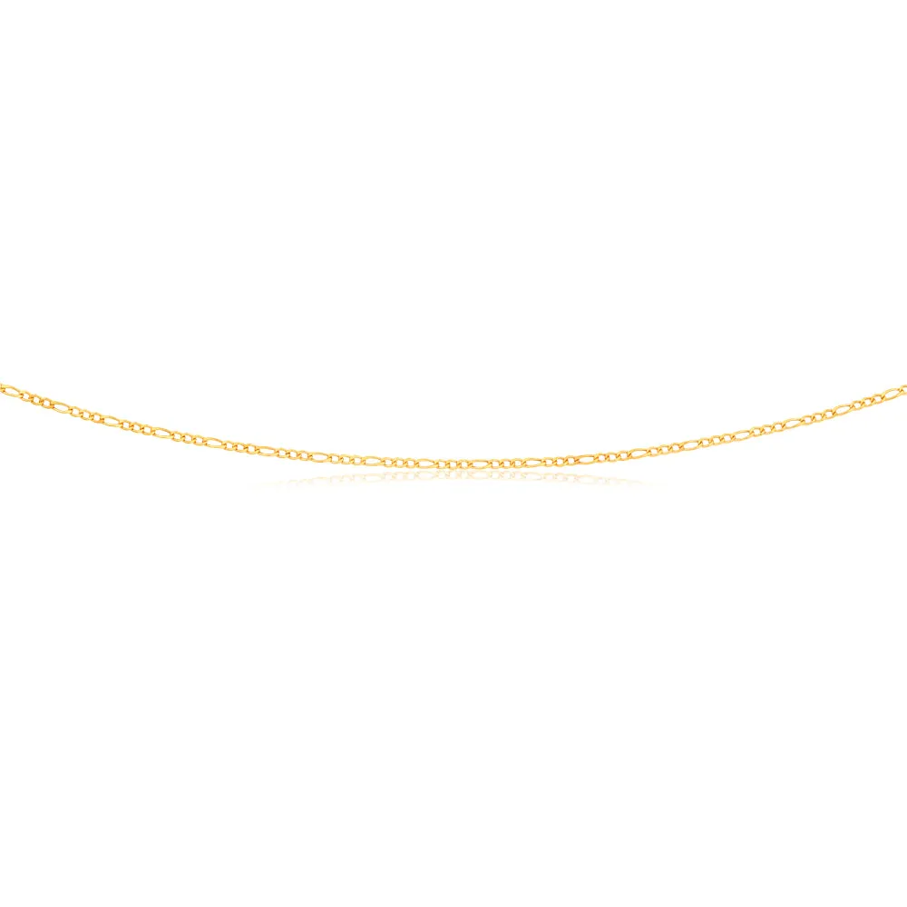 9ct Figaro 3:1 Yellow Gold 50cm 40Gauge Chain Shiels