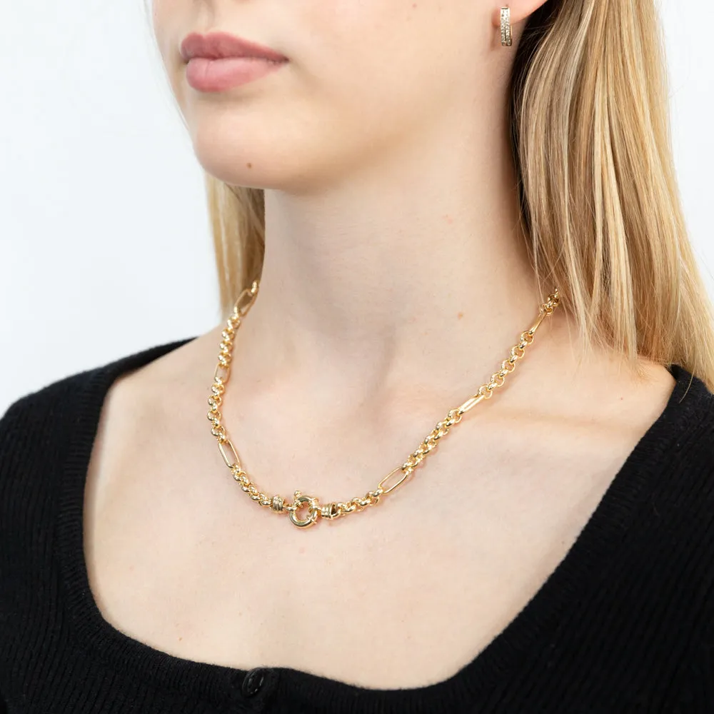 9ct Gold Silverfilled Fancy 9 1 Belcher 5.5mm Wide 45cm Chain Shiels