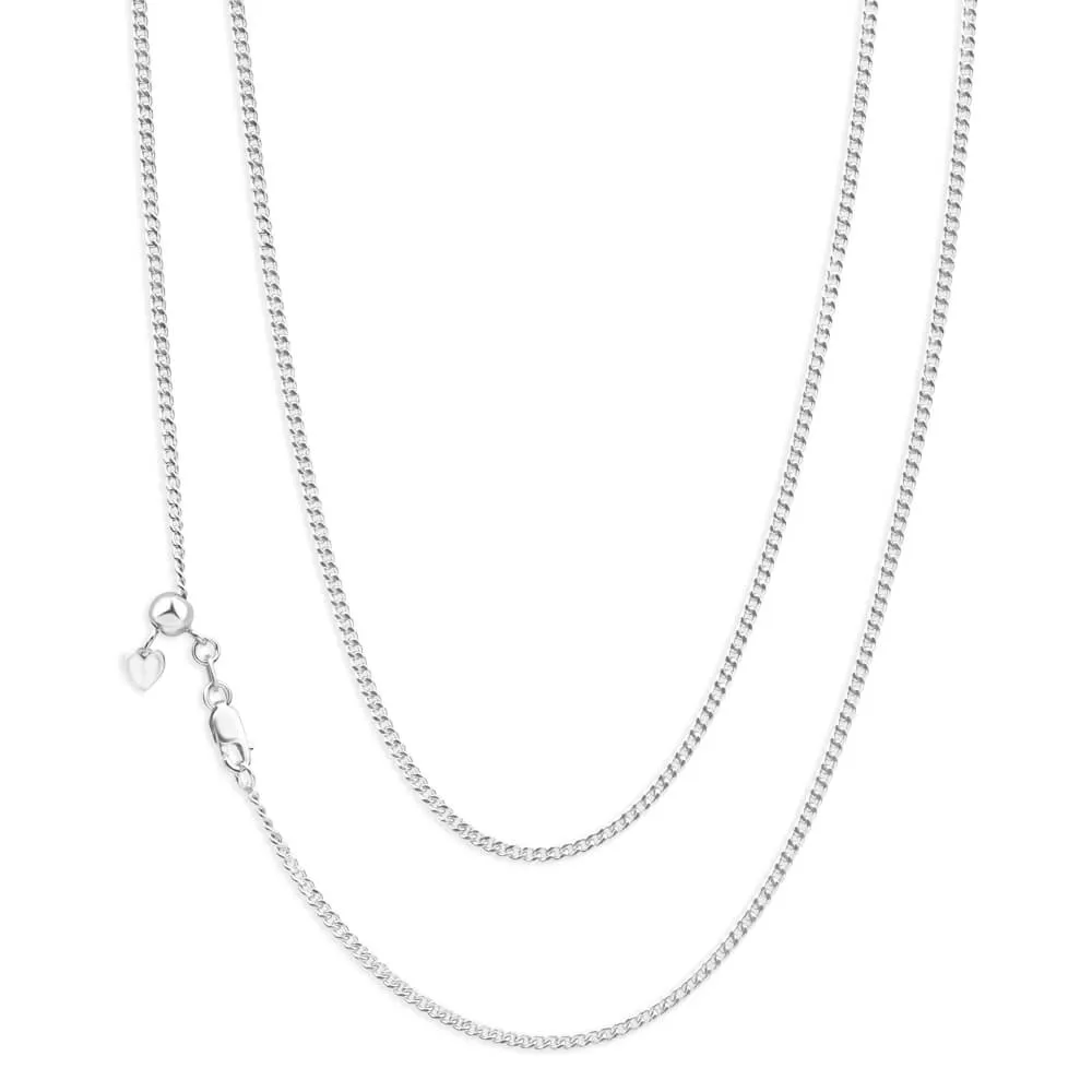 9ct Radiant White Gold Silver Filled Curb Chain Shiels