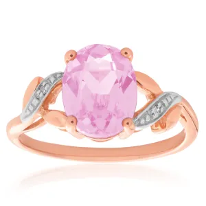 9ct Rose Gold Created Peach Sapphire & Diamond Ring Shiels