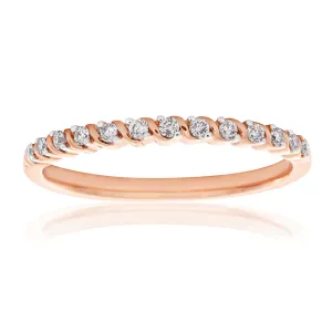 9ct Rose Gold Diamond Ring with 13 Brilliant Cut Diamonds and Rhodium Plated Claws Shiels