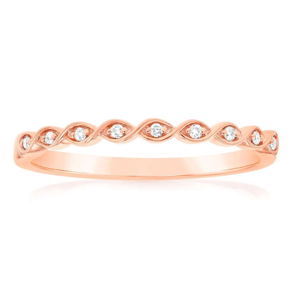 9ct Rose Gold Diamond Ring with 9 Brilliant Diamonds Shiels