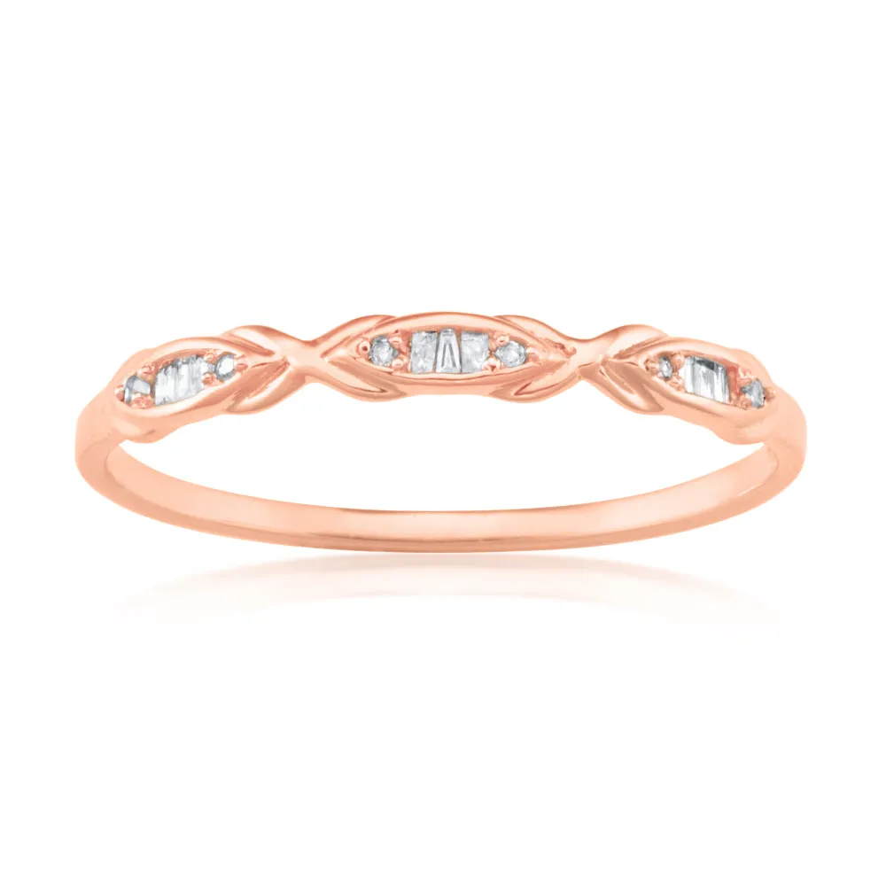 9ct Rose Gold Eternity Ring with 15 Diamonds Shiels