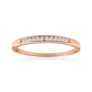 9ct Rose Gold Ring With 0.1 Carats Of Channel Set Diamonds Shiels