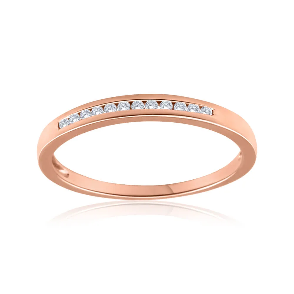 9ct Rose Gold Ring With 0.1 Carats Of Channel Set Diamonds Shiels