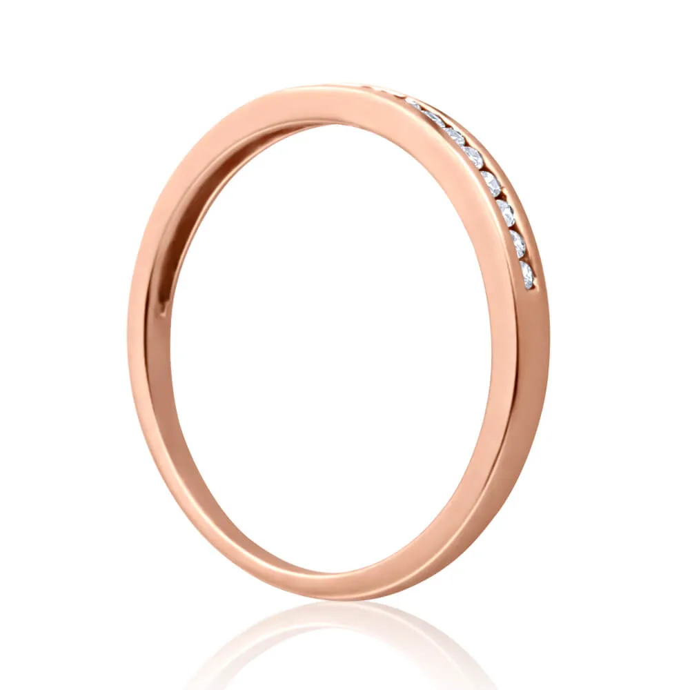 9ct Rose Gold Ring With 0.1 Carats Of Channel Set Diamonds Shiels