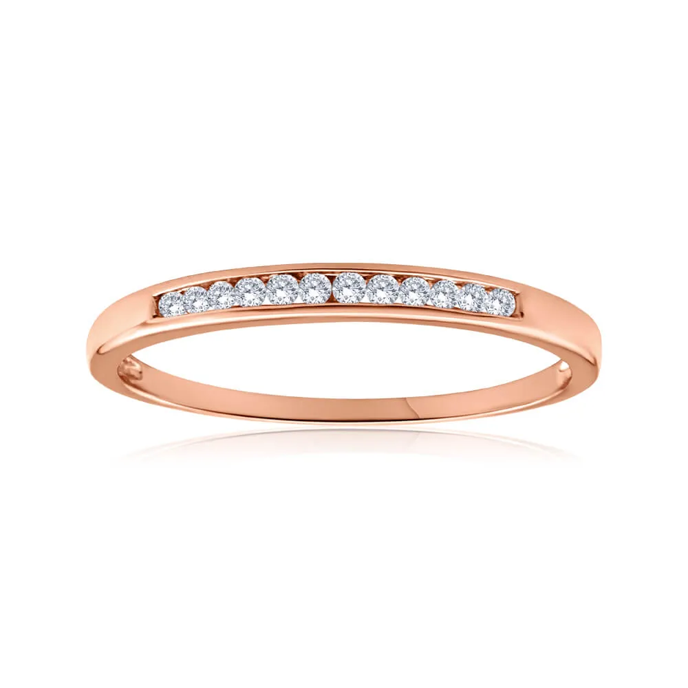 9ct Rose Gold Ring With 0.1 Carats Of Channel Set Diamonds Shiels