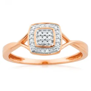 9ct Rose Gold Ring With 17 Brilliant Cut Diamonds Shiels