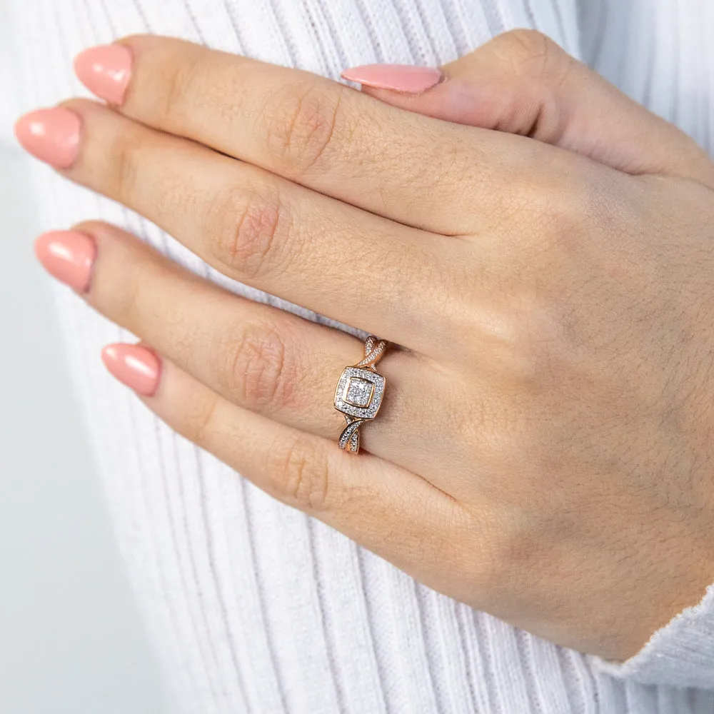 9ct Rose Gold Ring With 21 Brilliant Cut Diamonds Shiels