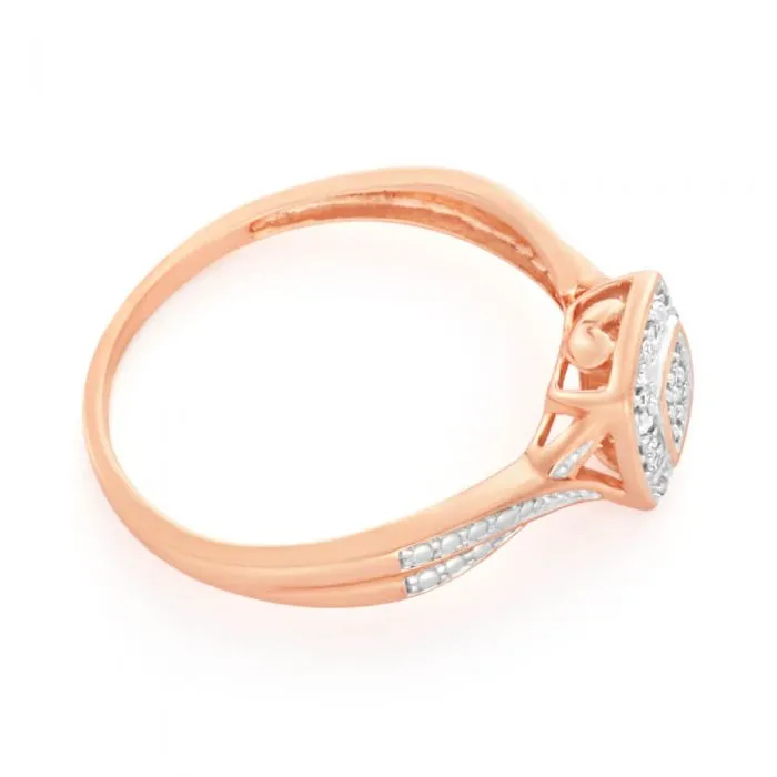 9ct Rose Gold Ring With 21 Brilliant Cut Diamonds Shiels