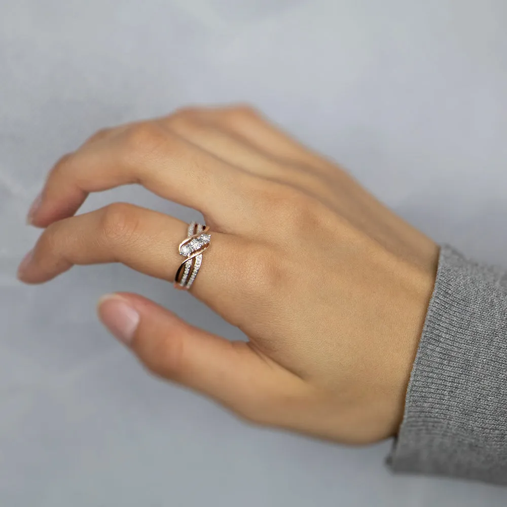 9ct Rose Gold Ring With 23 Brilliant Cut Diamonds Shiels