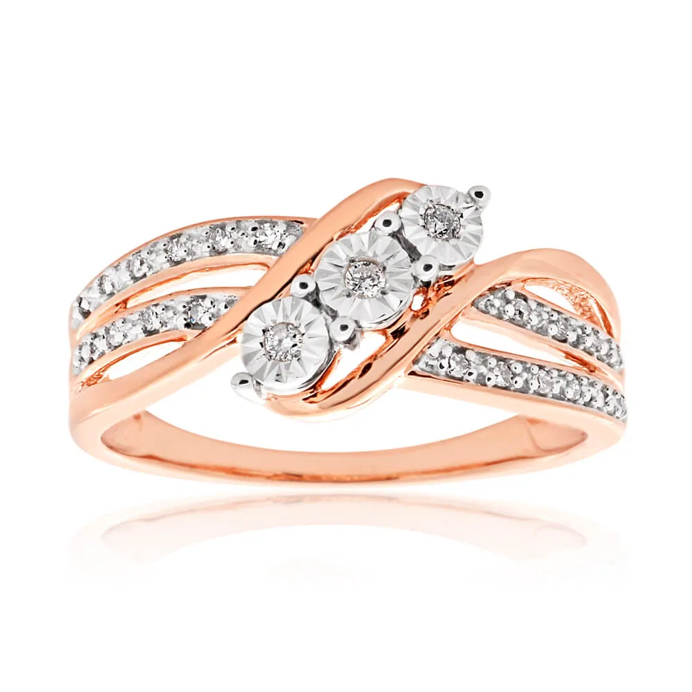 9ct Rose Gold Ring With 23 Brilliant Cut Diamonds Shiels
