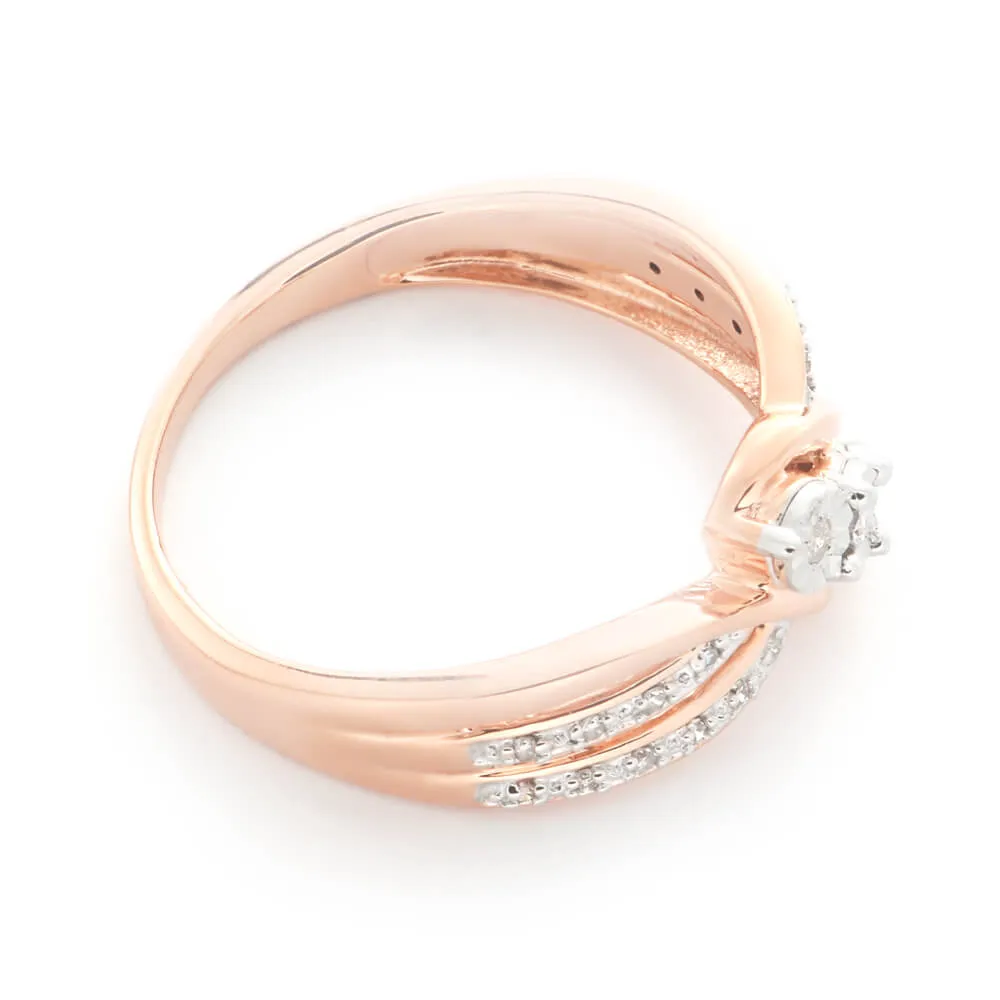 9ct Rose Gold Ring With 23 Brilliant Cut Diamonds Shiels