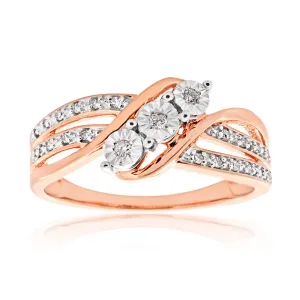 9ct Rose Gold Ring With 23 Brilliant Cut Diamonds Shiels