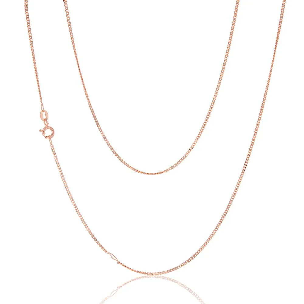 9ct Rose Solid Gold 40 Gauge Curb 46cm Chain Shiels