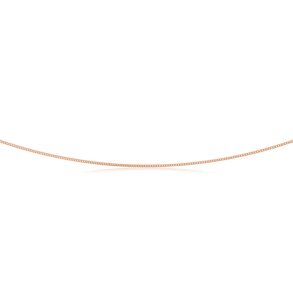 9ct Rose Solid Gold Diamond Cut 45cm 30 Gauge Curb Chain Shiels