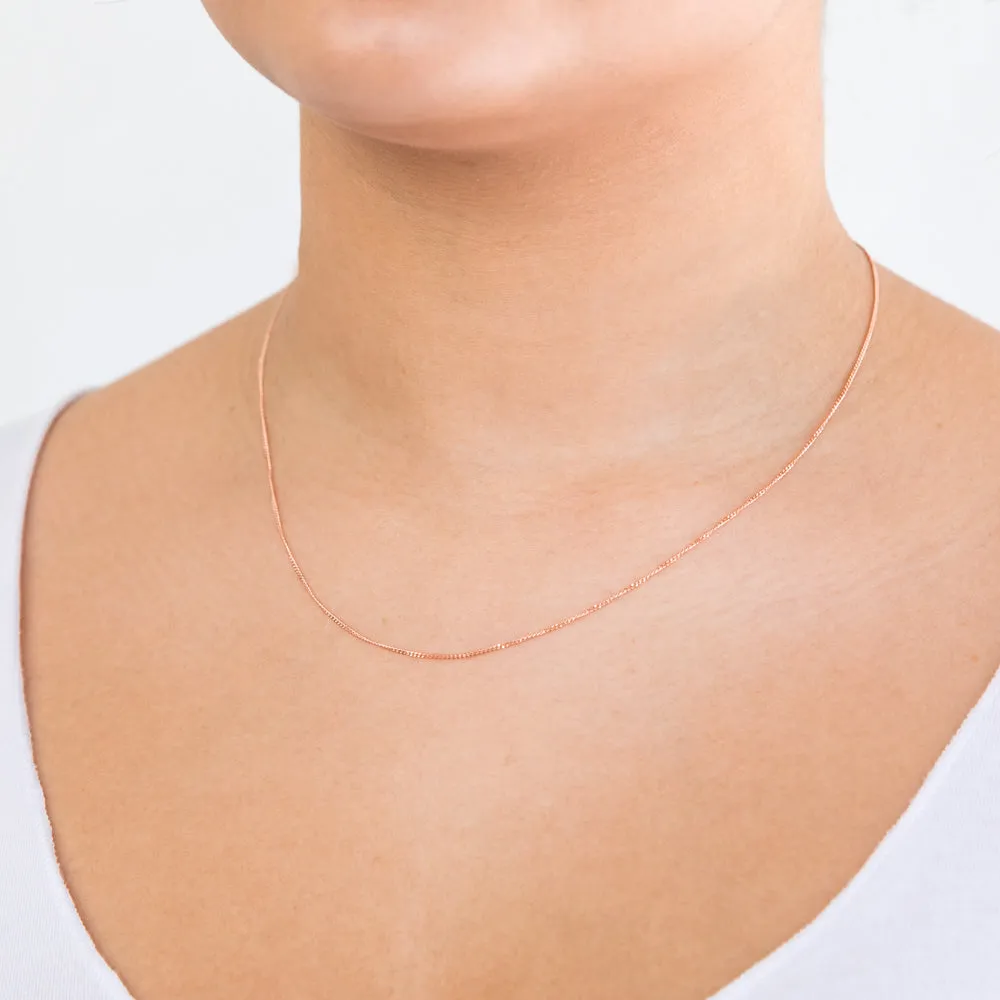 9ct Rose Solid Gold Diamond Cut 45cm 30 Gauge Curb Chain Shiels